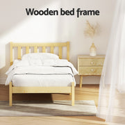 Artiss Bed Frame Single Size Wooden Oak SOFIE WBED-D-001S-WD