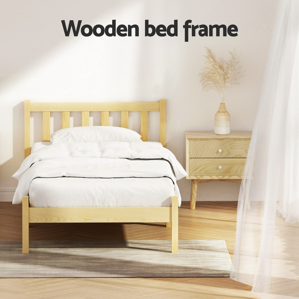 Artiss Bed Frame Single Size Wooden Oak SOFIE WBED-D-001S-WD