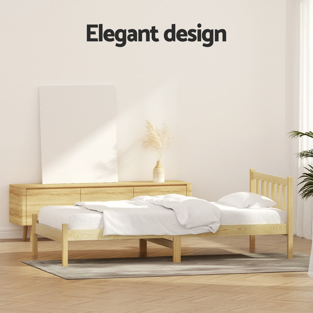 Artiss Bed Frame Single Size Wooden Oak SOFIE WBED-D-001S-WD