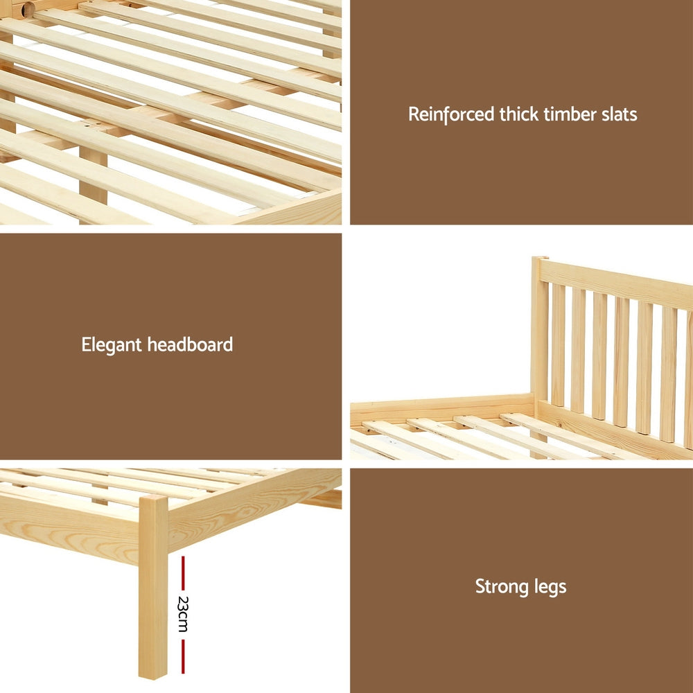 Artiss Bed Frame Single Size Wooden Oak SOFIE WBED-D-001S-WD
