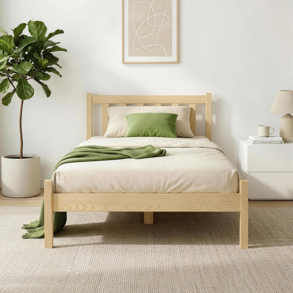 Artiss Bed Frame Single Size Wooden Oak SOFIE WBED-D-001S-WD