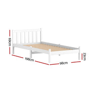 Artiss Bed Frame Single Size Wooden White SOFIE WBED-D-001S-WH