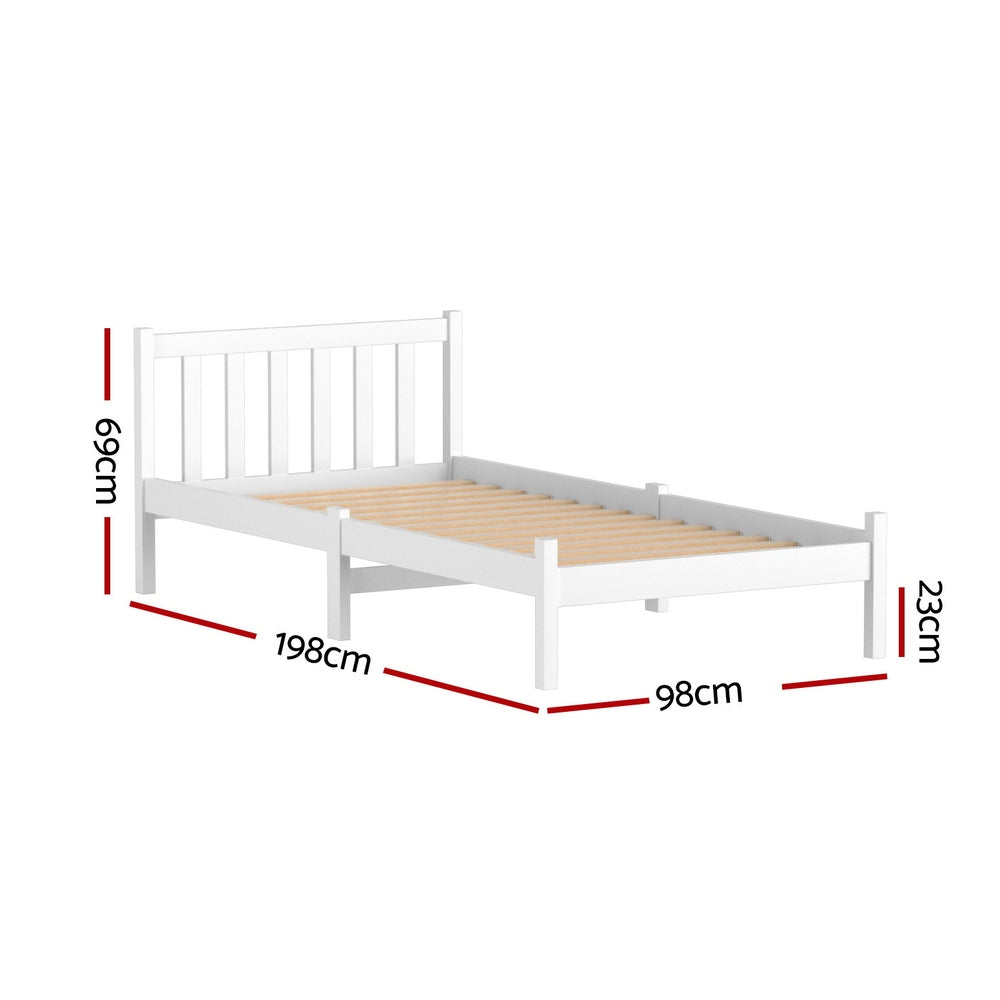 Artiss Bed Frame Single Size Wooden White SOFIE WBED-D-001S-WH