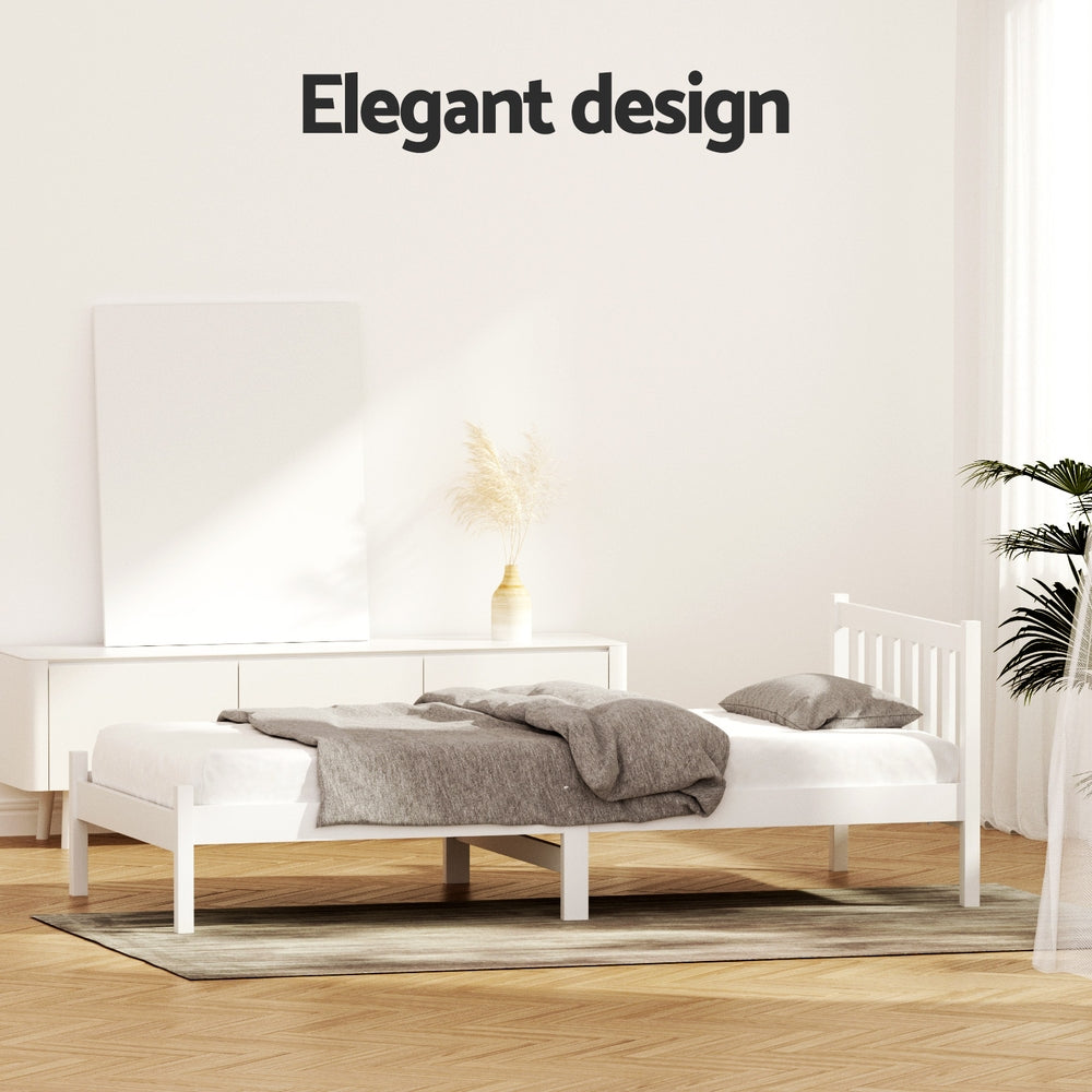 Artiss Bed Frame Single Size Wooden White SOFIE WBED-D-001S-WH