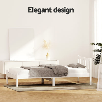 Artiss Bed Frame Single Size Wooden White SOFIE WBED-D-001S-WH