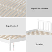 Artiss Bed Frame Single Size Wooden White SOFIE WBED-D-001S-WH