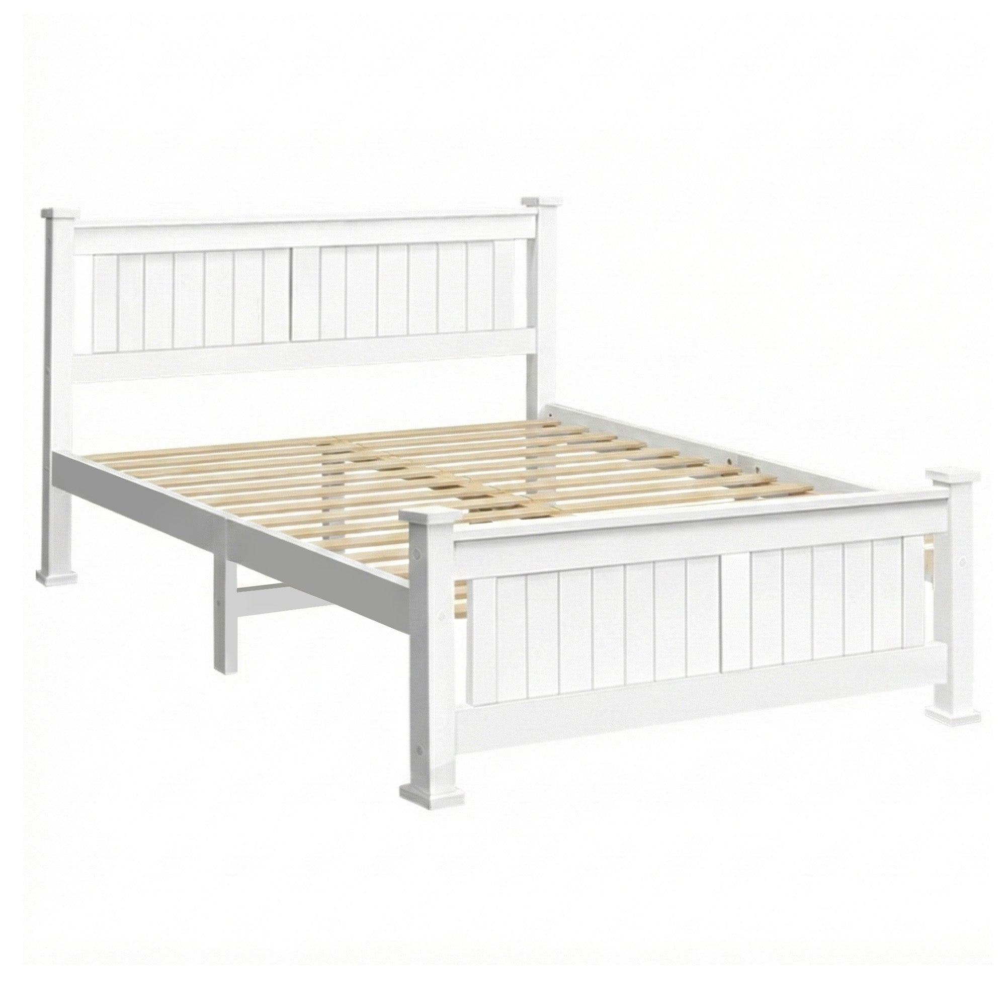 Artiss Bed Frame Double Size Wooden White RIO WBED-D-004D-137-AB