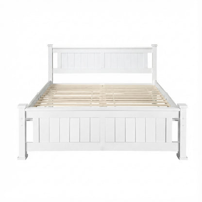 Artiss Bed Frame Double Size Wooden White RIO WBED-D-004D-137-AB