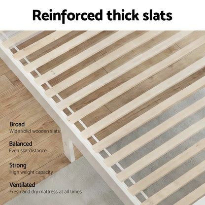Artiss Bed Frame Double Size Wooden White RIO WBED-D-004D-137-AB