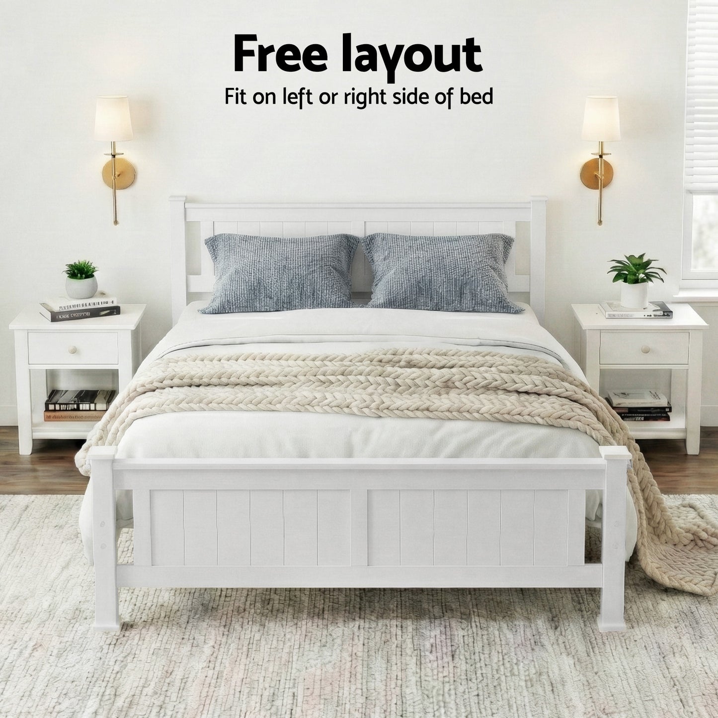 Artiss Bed Frame Double Size Wooden White RIO WBED-D-004D-137-AB