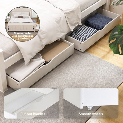 Artiss Bed Frame Double Size Wooden Platform with 2 Storage Drawers White RIO WBED-D-004D-137-DRAW