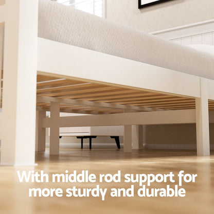 Artiss Bed Frame Double Size Wooden Platform with 2 Storage Drawers White RIO WBED-D-004D-137-DRAW
