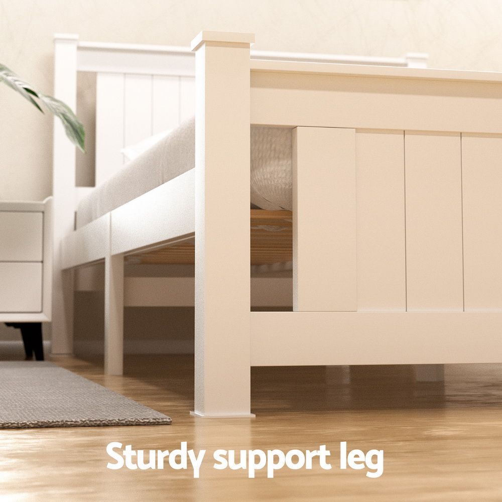 Artiss Bed Frame King Single Size Wooden Platform with 2 Storage Drawers White RIO WBED-D-004KS-107-DRAW