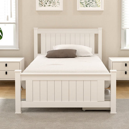 Artiss Bed Frame King Single Size Wooden Platform with 2 Storage Drawers White RIO WBED-D-004KS-107-DRAW