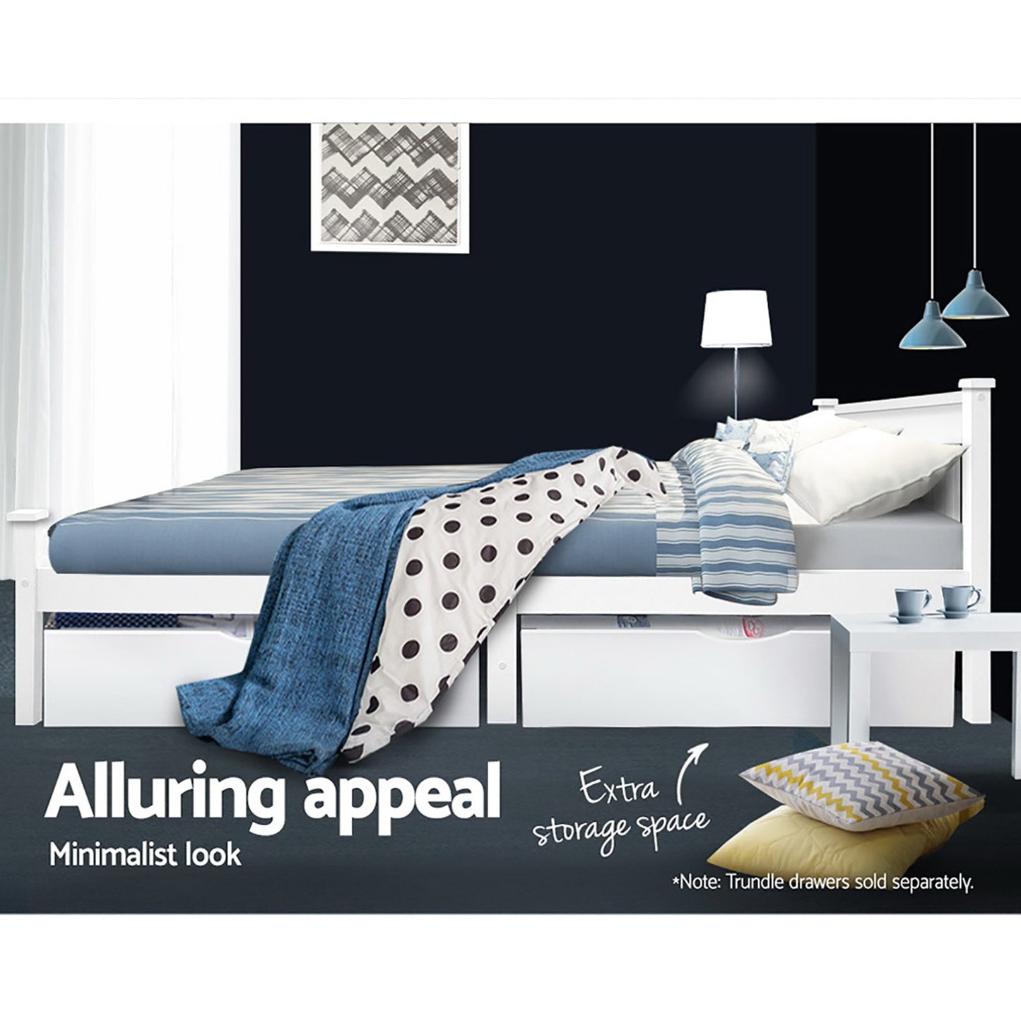 Artiss Bed Frame Queen Size Wooden White RIO WBED-D-004Q-153-AB