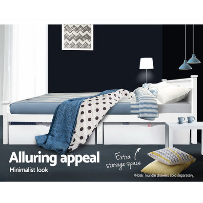 Artiss Bed Frame Queen Size Wooden White RIO WBED-D-004Q-153-AB