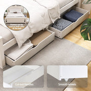 Artiss Bed Frame Queen Size Wooden Platform with 2 Storage Drawers White RIO