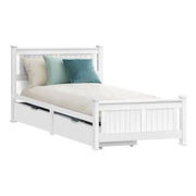 Artiss Bed Frame Single Size Wooden with 2 Drawers White RIO WBED-D-004S-92-DRAW-AB