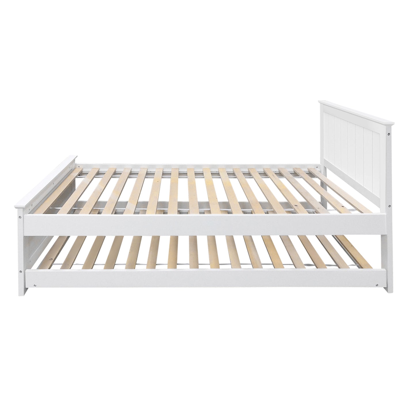 Artiss Bed Frame King Single Size Wooden Trundle Daybed White ELVIS WBED-D-03KS-107-AB