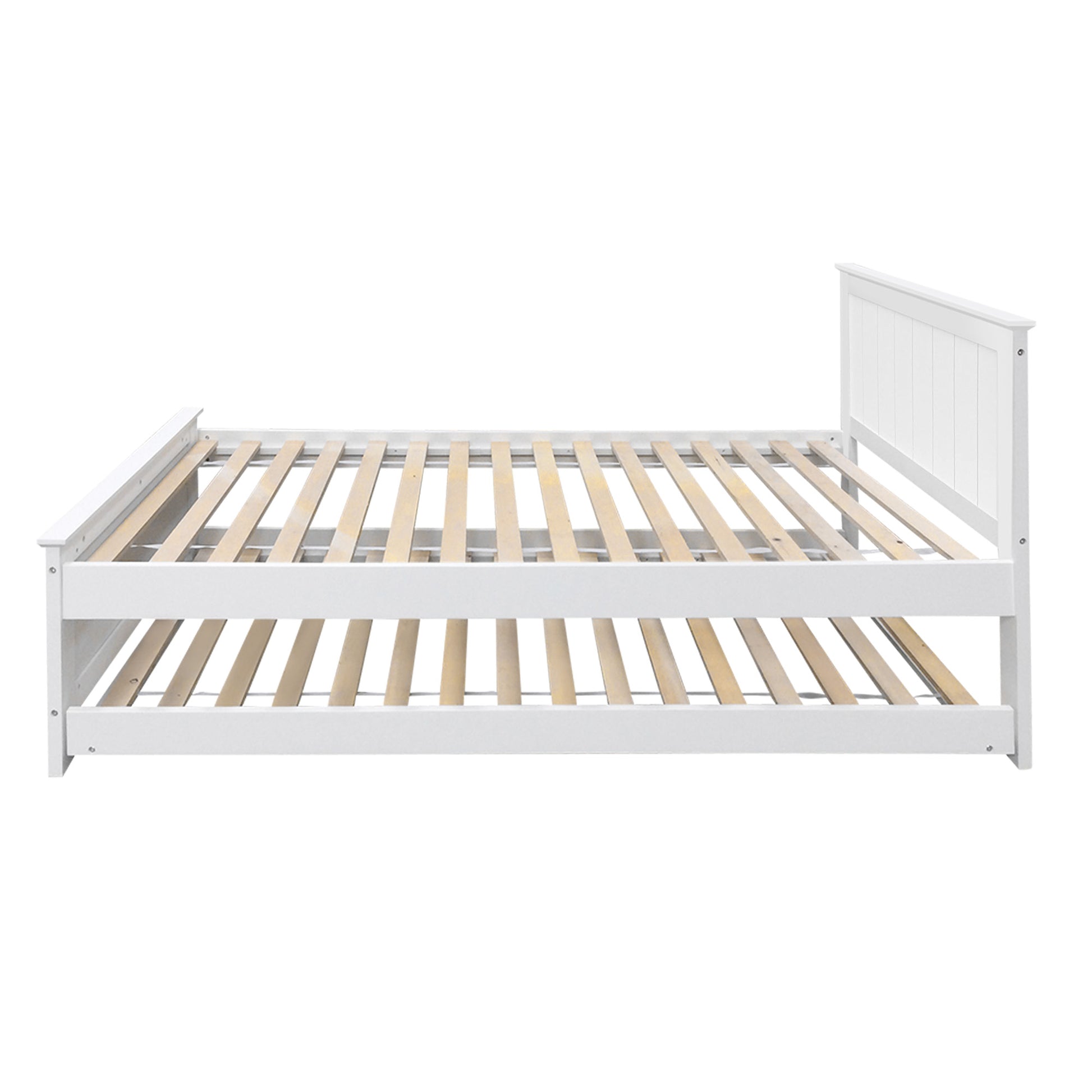 Artiss Bed Frame King Single Size Wooden Trundle Daybed White ELVIS WBED-D-03KS-107-AB