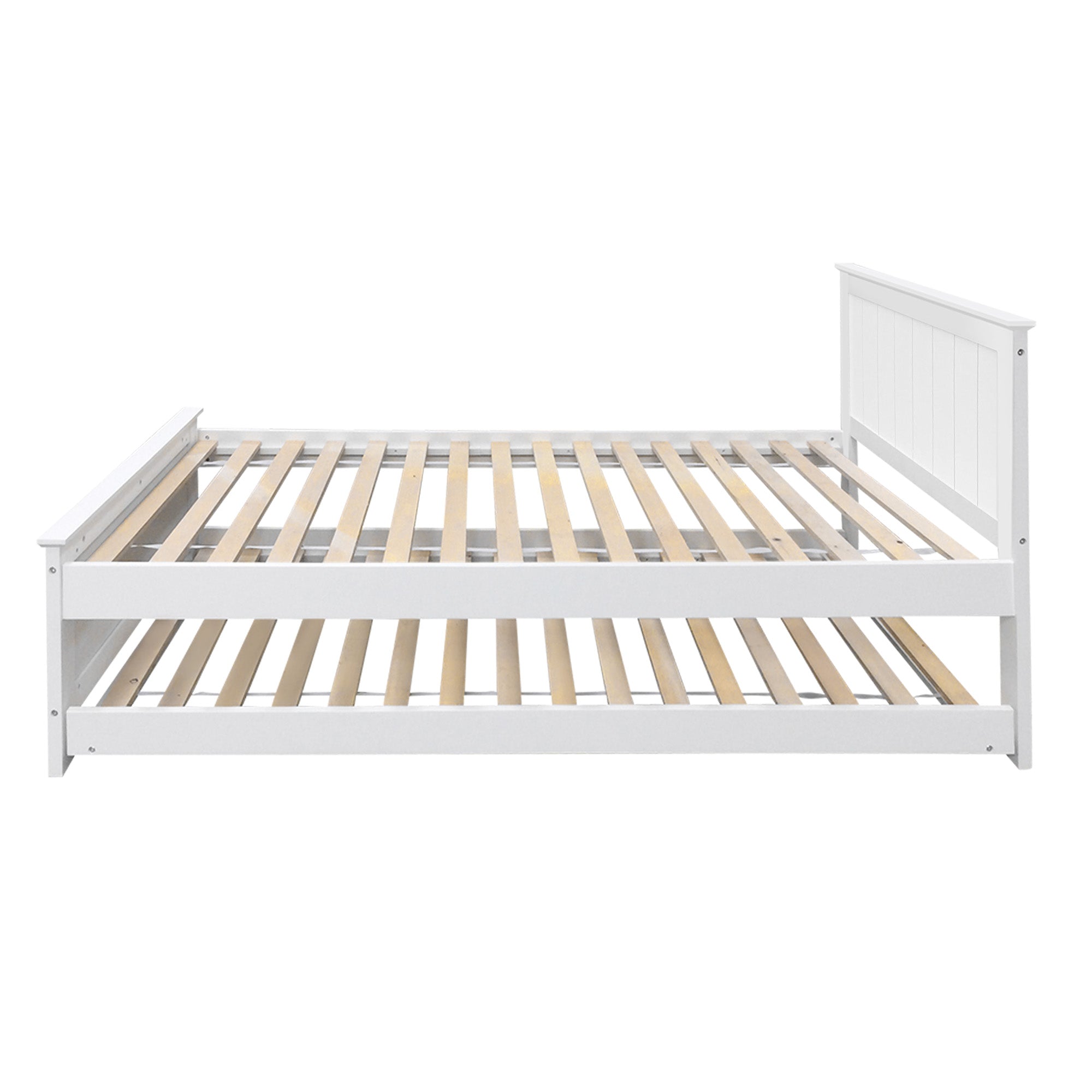 Artiss Bed Frame King Single Size Wooden Trundle Daybed White ELVIS WBED-D-03KS-107-AB