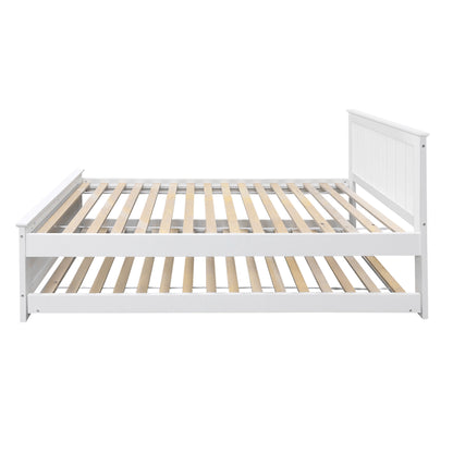 Artiss Bed Frame King Single Size Wooden Trundle Daybed White ELVIS WBED-D-03KS-107-AB