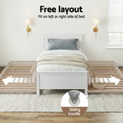 Artiss Bed Frame King Single Size Wooden Trundle Daybed White ELVIS WBED-D-03KS-107-AB