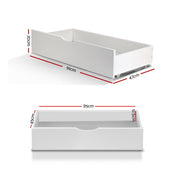 Artiss 2x Bed Frame Storage Drawers Trundle White WBED-D-DRAW03-WHX2