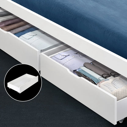 Artiss 2x Bed Frame Storage Drawers Trundle White WBED-D-DRAW03-WHX2