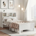 Artiss Bed Frame King Single Size Wooden with 3 Shelves Bed Head White WBED-D-S1-107-AB
