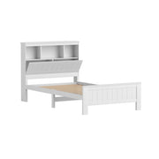 Artiss Bed Frame King Single Size Wooden with 3 Shelves Bed Head White WBED-D-S1-107-AB