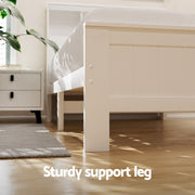 Artiss Bed Frame King Single Size Wooden with 2 Storage Drawers White WBED-D-S1-107-DRAW