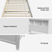 Artiss Bed Frame King Single Size Wooden with 2 Storage Drawers White WBED-D-S1-107-DRAW
