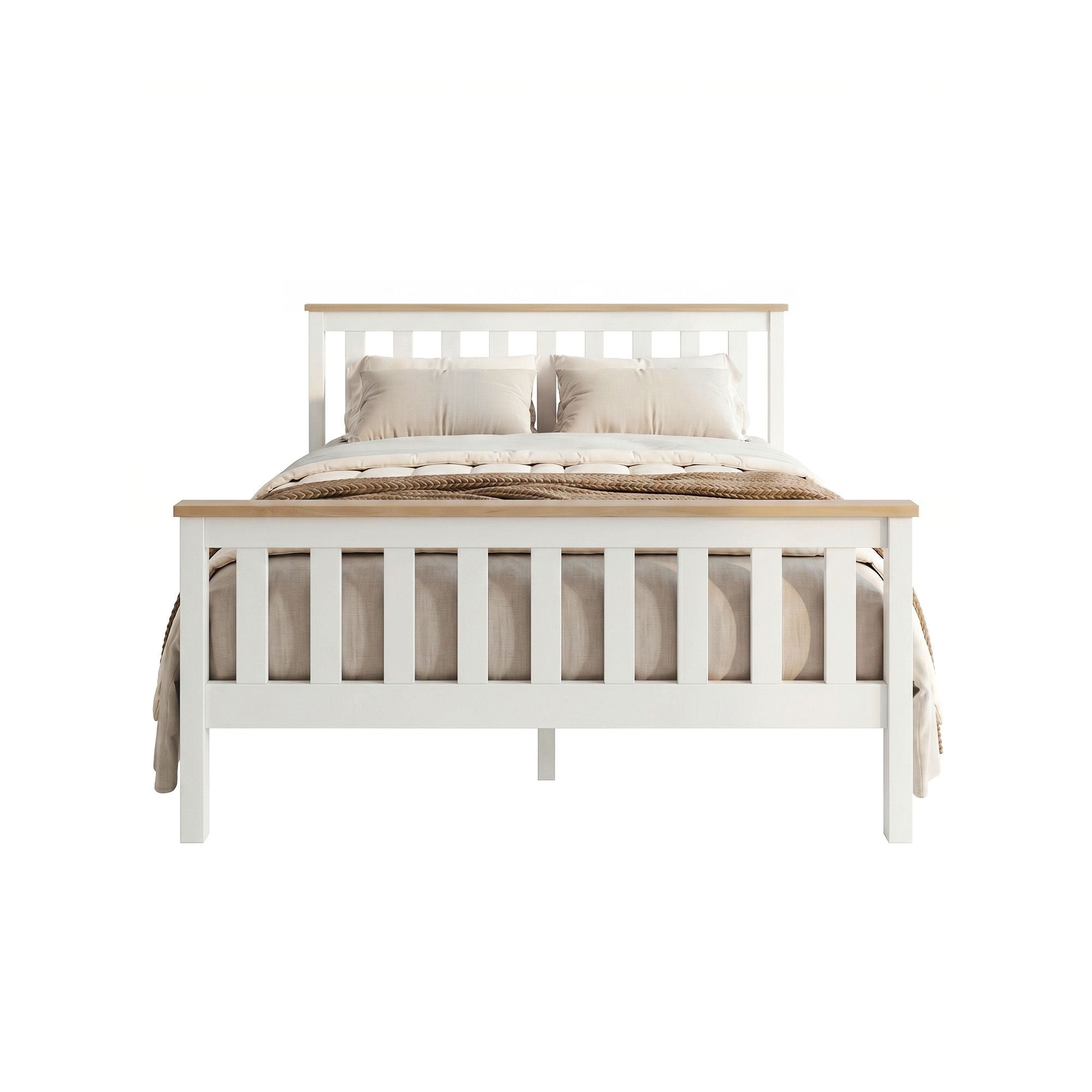 Artiss Bed Frame Double Size Wooden White PONY WBED-D-TC18-137-AB