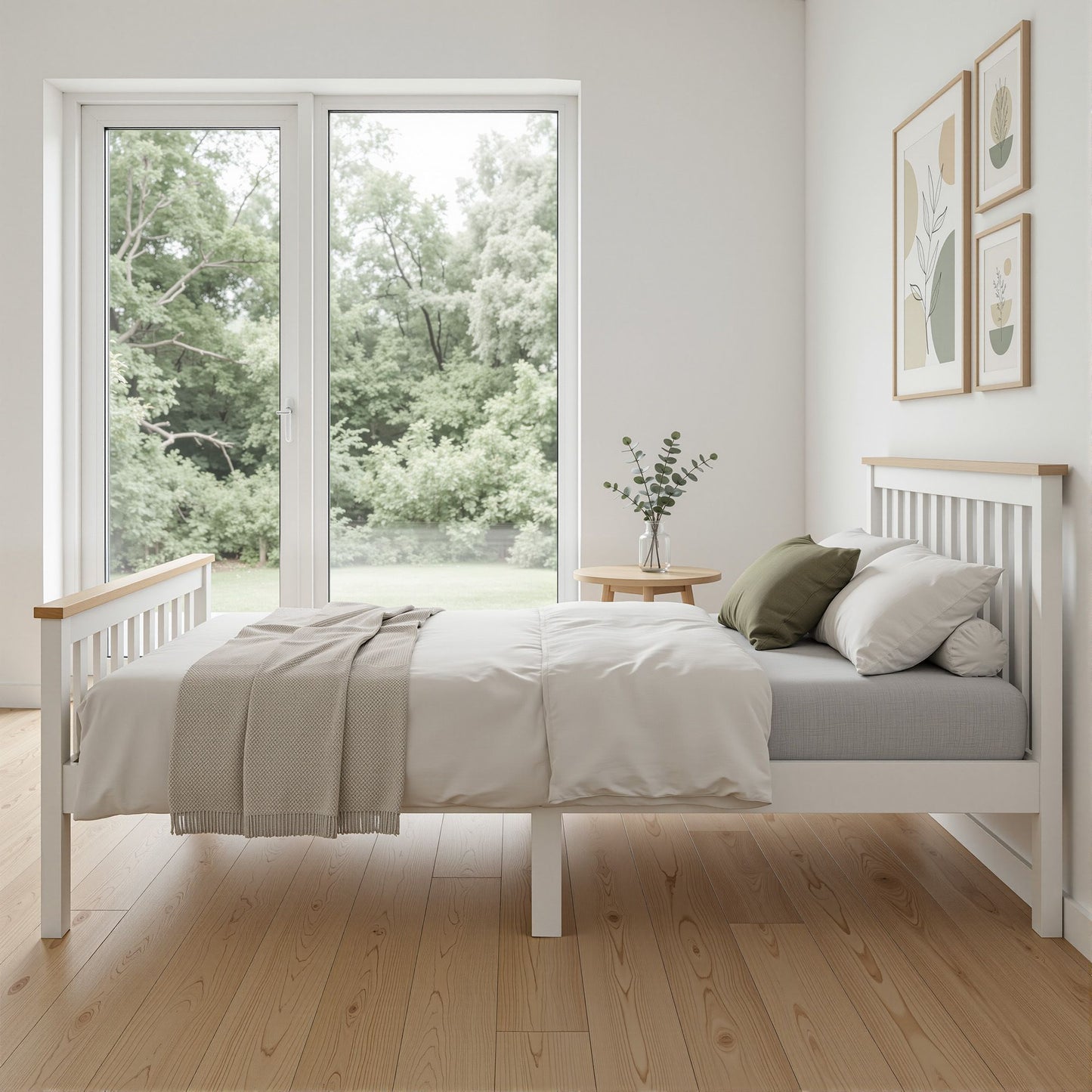 Artiss Bed Frame Double Size Wooden White PONY WBED-D-TC18-137-AB