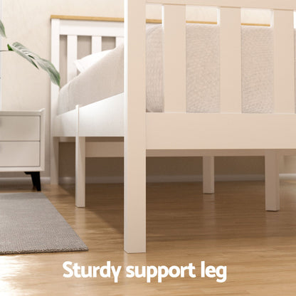 Artiss Bed Frame Double Size Wooden Platform with 2 Storage Drawers White PONY WBED-D-TC18-137-DRAW