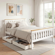 Artiss PONY White Double Wooden Bed Frame with Drawers