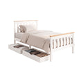 Artiss Bed Frame Single Size Wooden Platform with 2 Storage Drawers White PONY WBED-D-TC18-92-DRAW