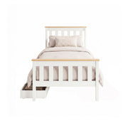 Artiss Bed Frame Single Size Wooden Platform with 2 Storage Drawers White PONY WBED-D-TC18-92-DRAW