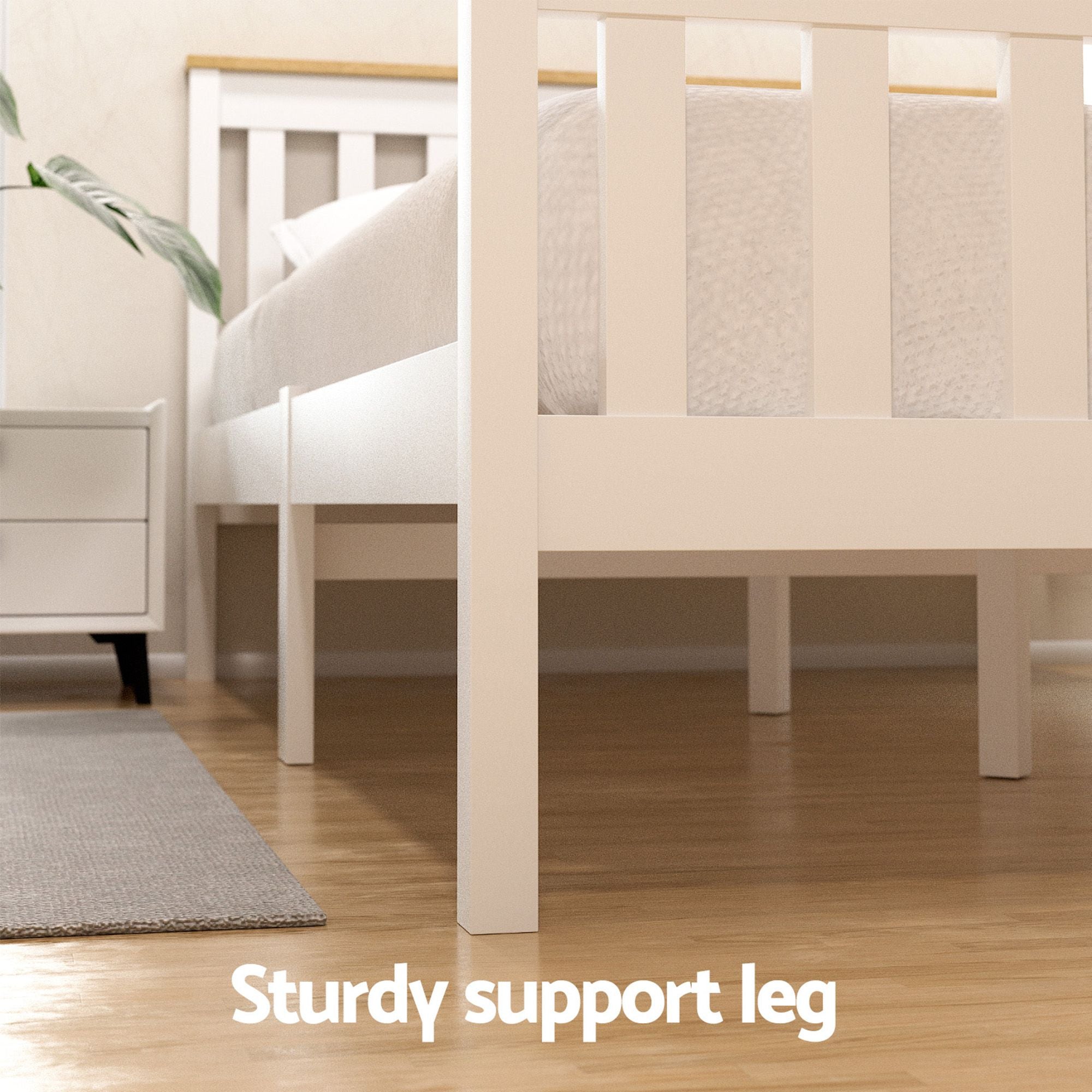 Artiss Bed Frame Single Size Wooden Platform with 2 Storage Drawers White PONY WBED-D-TC18-92-DRAW