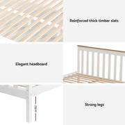 Artiss Bed Frame Single Size Wooden Platform with 2 Storage Drawers White PONY WBED-D-TC18-92-DRAW