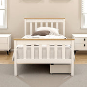 Artiss Bed Frame Single Size Wooden Platform with 2 Storage Drawers White PONY WBED-D-TC18-92-DRAW