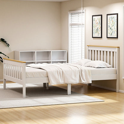 Artiss Bed Frame Single Size Wooden Platform with 2 Storage Drawers White PONY WBED-D-TC18-92-DRAW