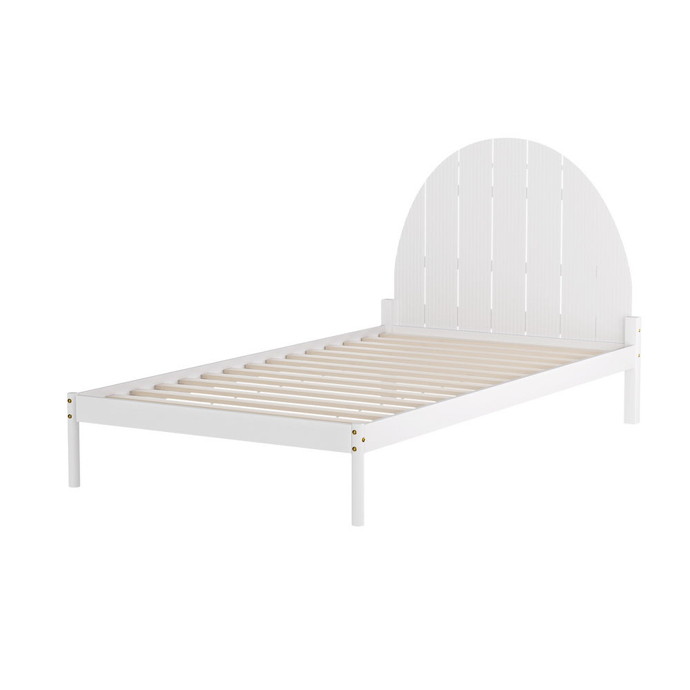 Artiss Bed Frame King Single Size Wooden White DALY WBED-DALY-KS-WH-AB