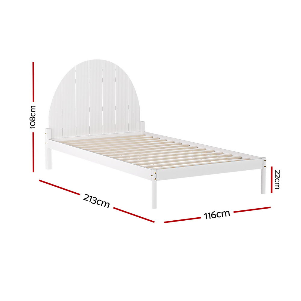 Artiss DALY White King Single Bed Frame WBED-DALY-KS-WH-AB