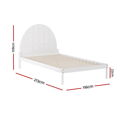 Artiss Bed Frame King Single Size Wooden White DALY WBED-DALY-KS-WH-AB