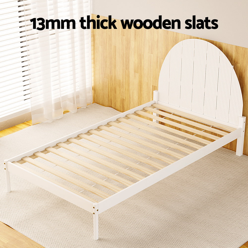 Artiss DALY White King Single Bed Frame WBED-DALY-KS-WH-AB