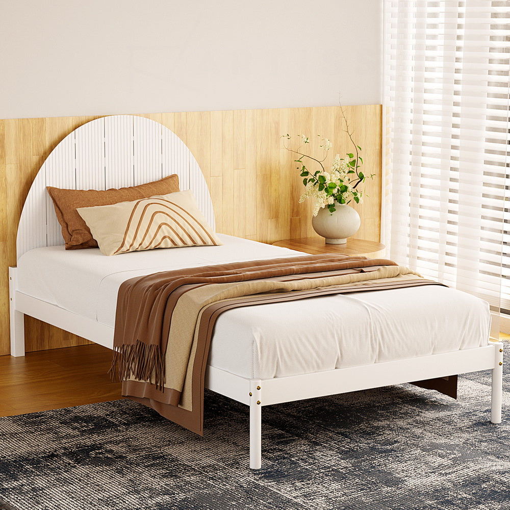 Artiss DALY White King Single Bed Frame WBED-DALY-KS-WH-AB