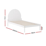 Artiss Bed Frame Single Size Wooden White DALY WBED-DALY-S-WH-AB
