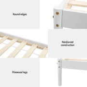 Artiss Bed Frame Single Size Wooden White DALY WBED-DALY-S-WH-AB